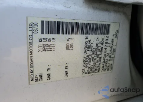 2010 Nissan Maxima S from USA, damaged, VIN 1N4AA5AP0AC847892